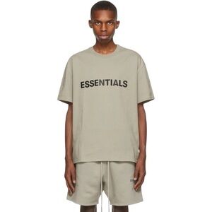 Fear of God ESSENTIALS Taupe Oversized Logo T Shirt Minimalist Streetwear Small